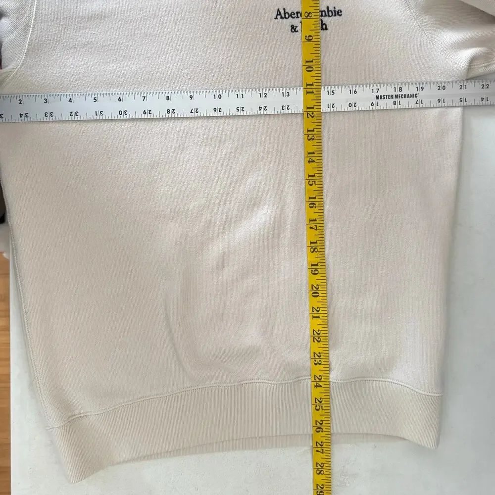 Abercrombie‎ & Fitch Soft A&F Fleece Sweatershirt Mens SM Cream Crew Neck Casual